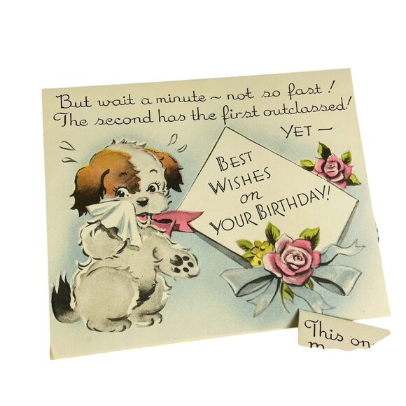 Vintage 6 Piece Nesting Envelopes Dog Gone It Happiest Birthday Card Unused - Picture 3 of 9